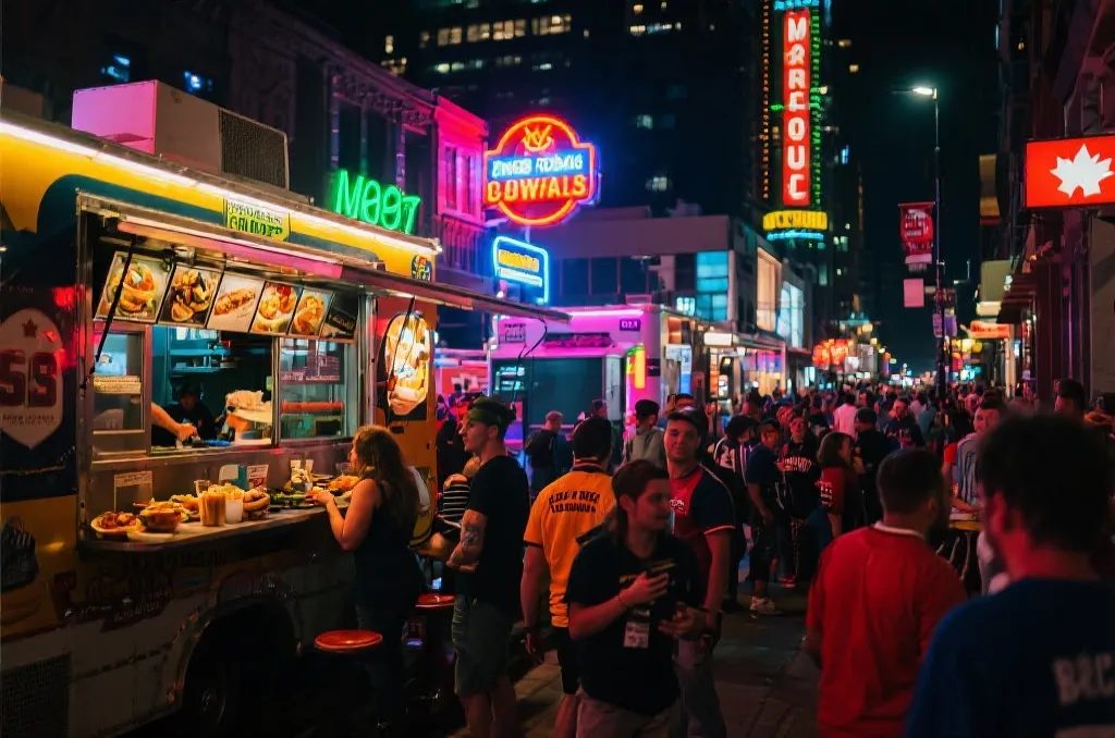球迷在北美城市街区享受当地美食与夜生活